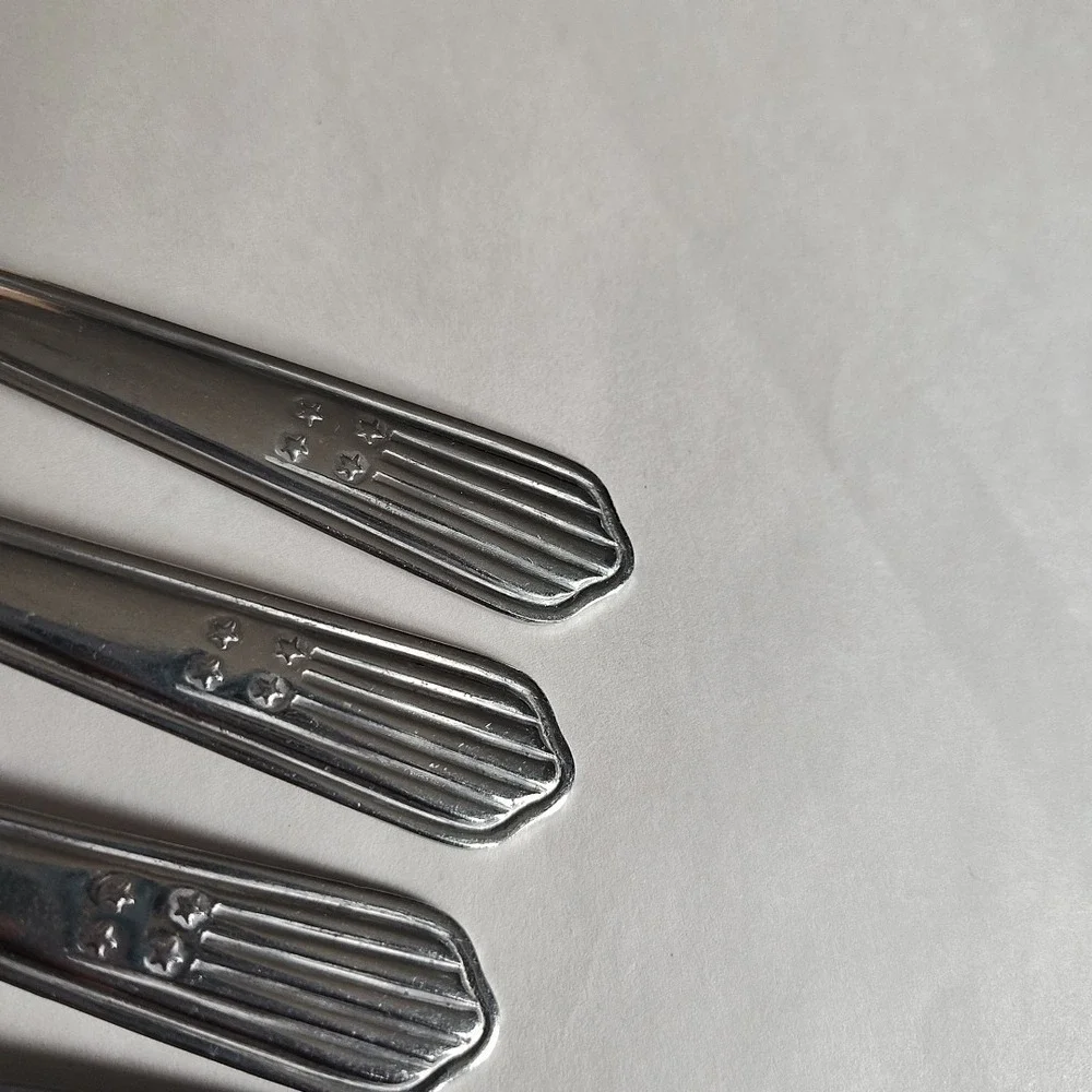 Walco Dinner Forks Stars & Stripes 6 Stainless Steel Forks Vintage Flatware